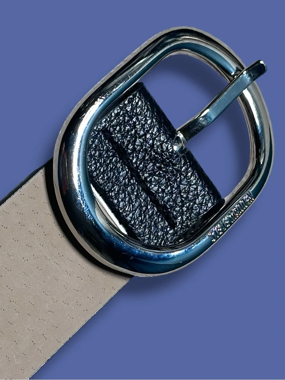 EUC Steve Madden Black Belt With Silver Buckle. Size M/L